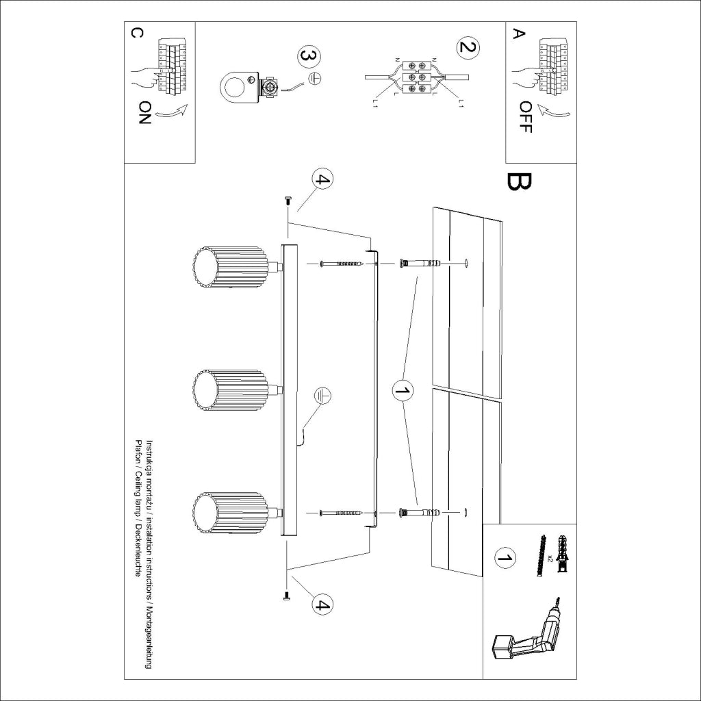 Lampada da soffitto KARBON 3L taupe