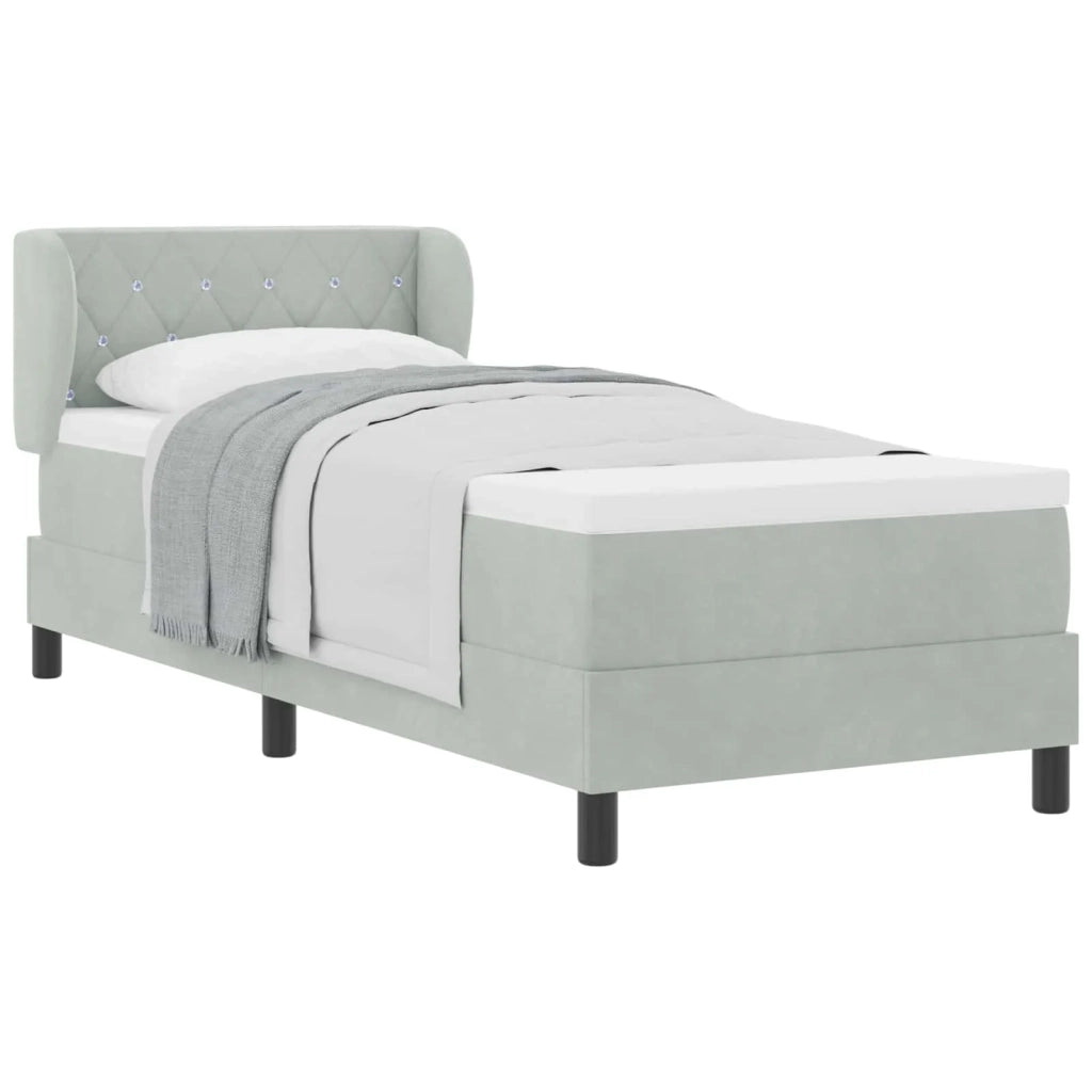 Letto a molle con testiera Grigio chiaro 80 x 200 cm Velluto 3340304
