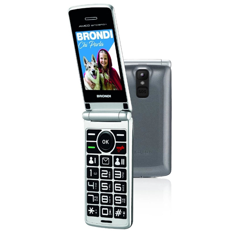 BRONDI AMICO SINCERO+ (GREY) - TELEFONO CELLULARE PER ANZIANI - TASTO SOS - TORCIA - CONTROLLO REMOTO - ANNUNCIO VOCALE - FOTOCAMERA
