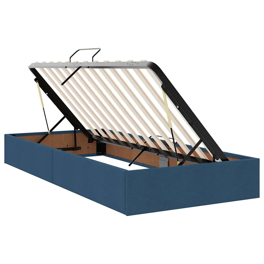 Letto con contenitore e materasso con testiera Blu 100 x 200 cm