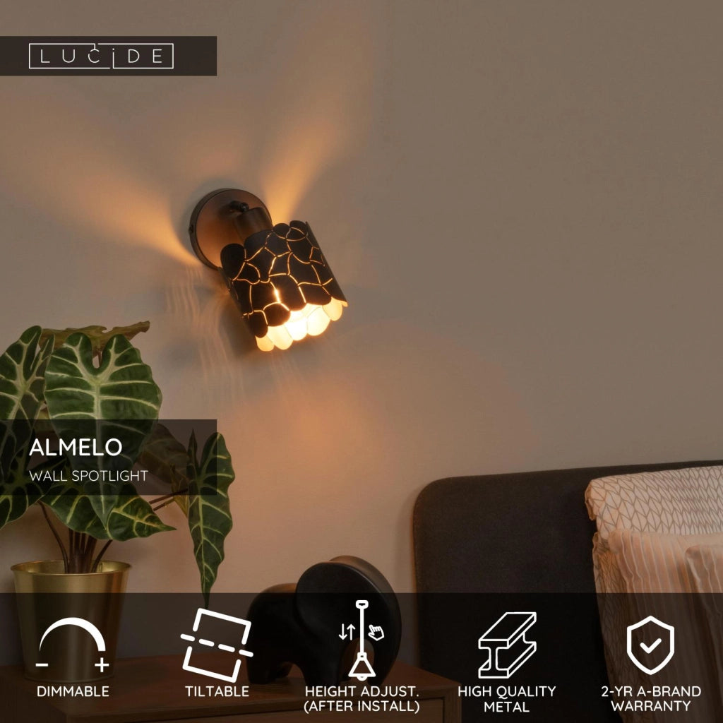 Applique da parete ALMELO 1xE14 nero oro Lucide