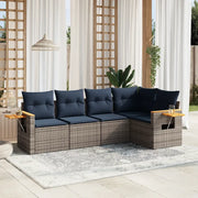 Set Divani da Giardino 5 pz con Cuscini Grigio in Polyrattan 3226789