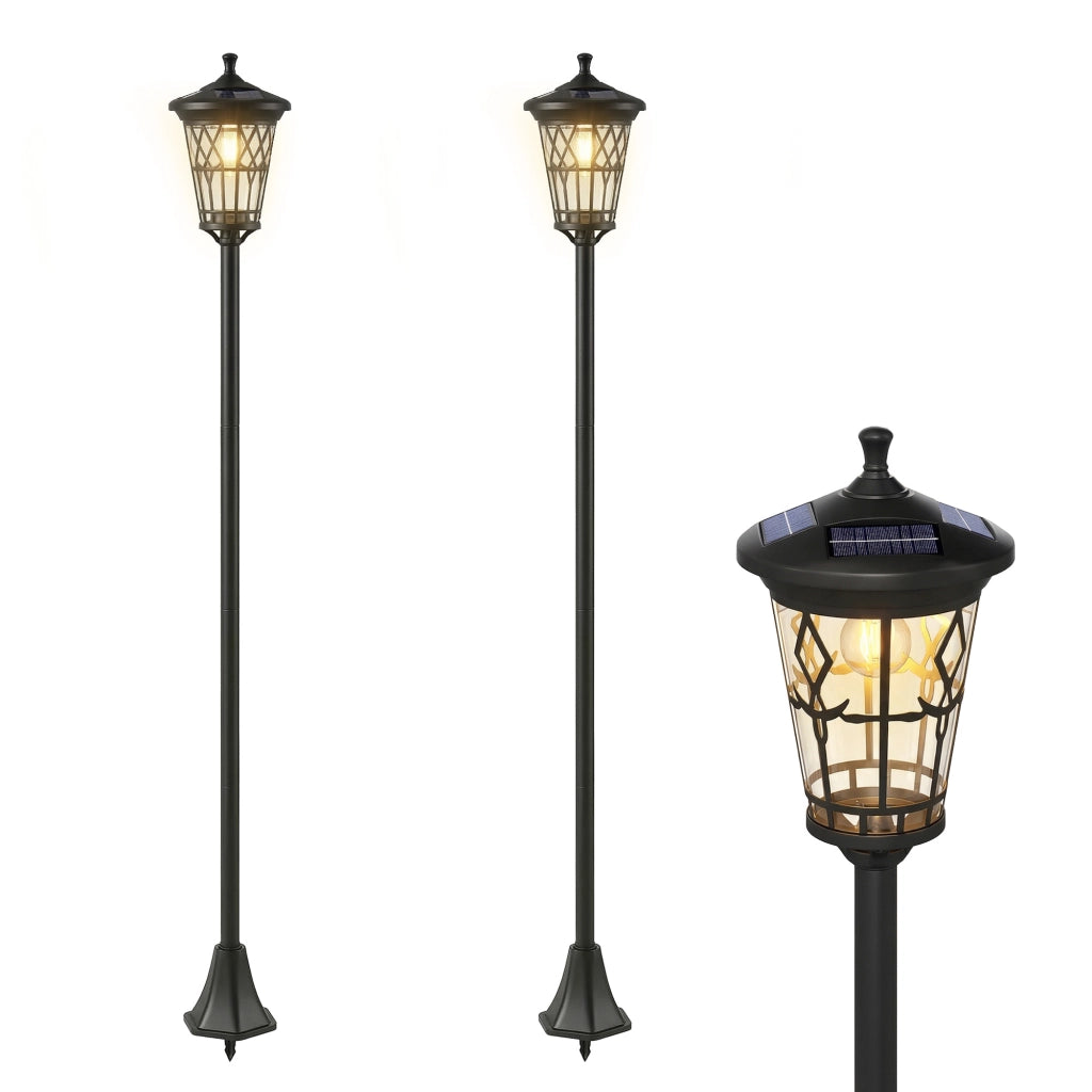 Set 2 Lampioni Solari da Giardino ¨C Xylo ¨C Altezza Regolabile IP44 Nero