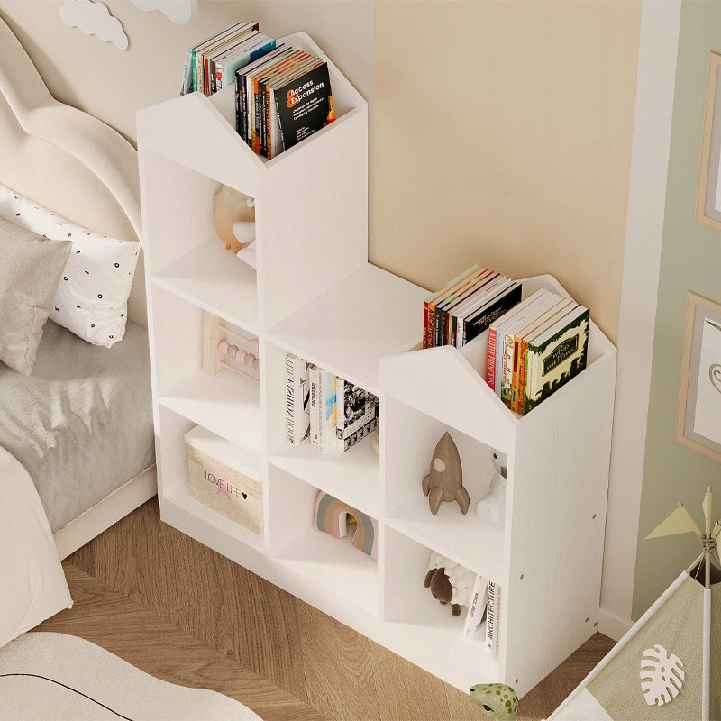 Scaffale bianco per bambini per giocattoli, libri e accessori