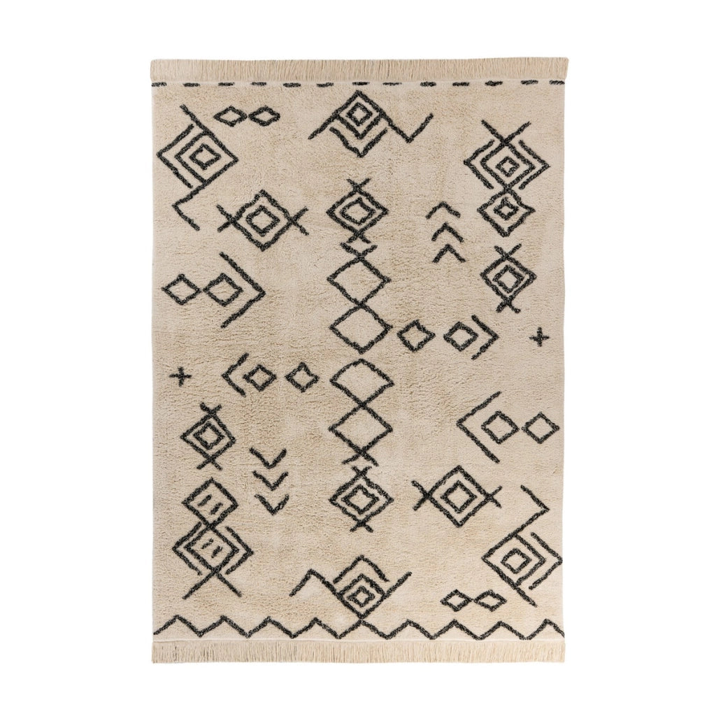 Tappeto Mylen in cotone a trama geometrica crema e nero