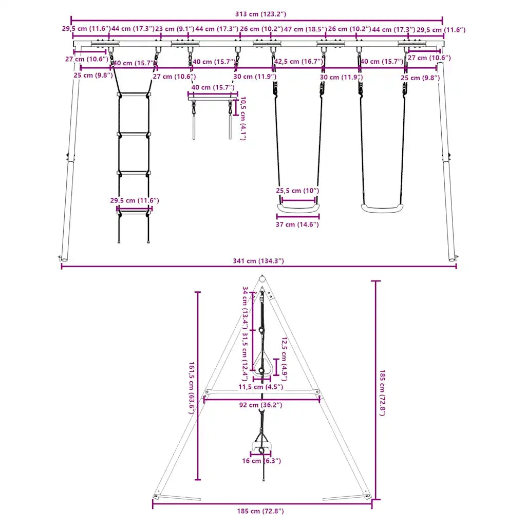 Set Gioco da Esterno con Altalene Trapezio e Scala CFW3178596
