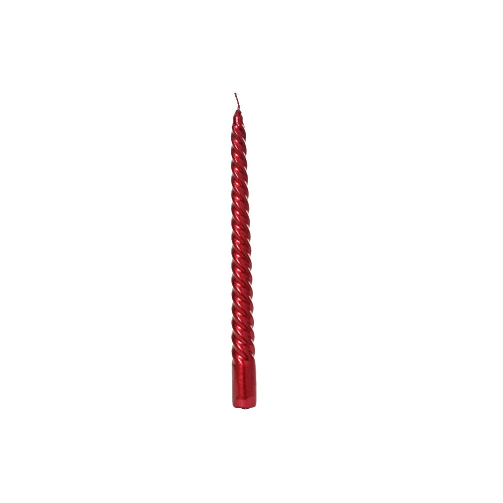 Box 4 Candele torciglione rosso H25cm