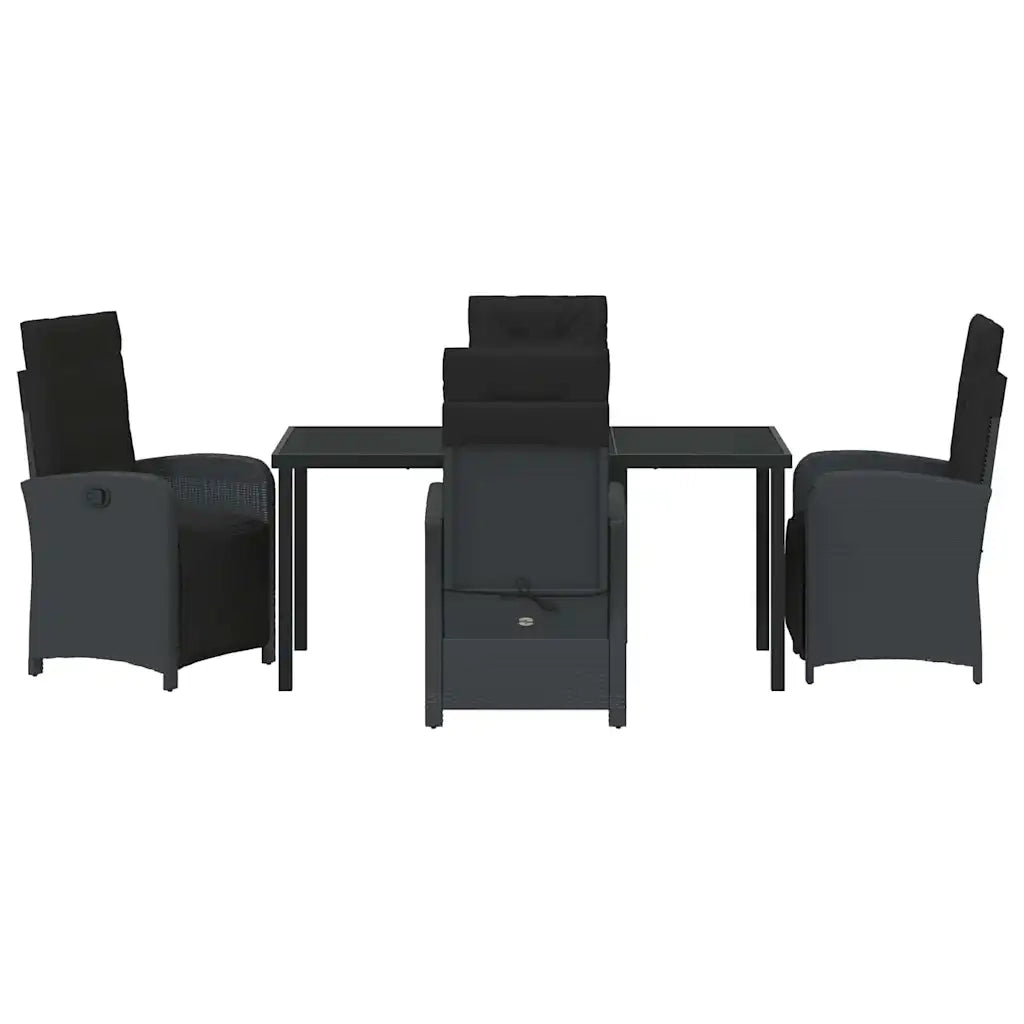 Set da Pranzo per Giardino con cuscino 5 pcs Nero polyrattan