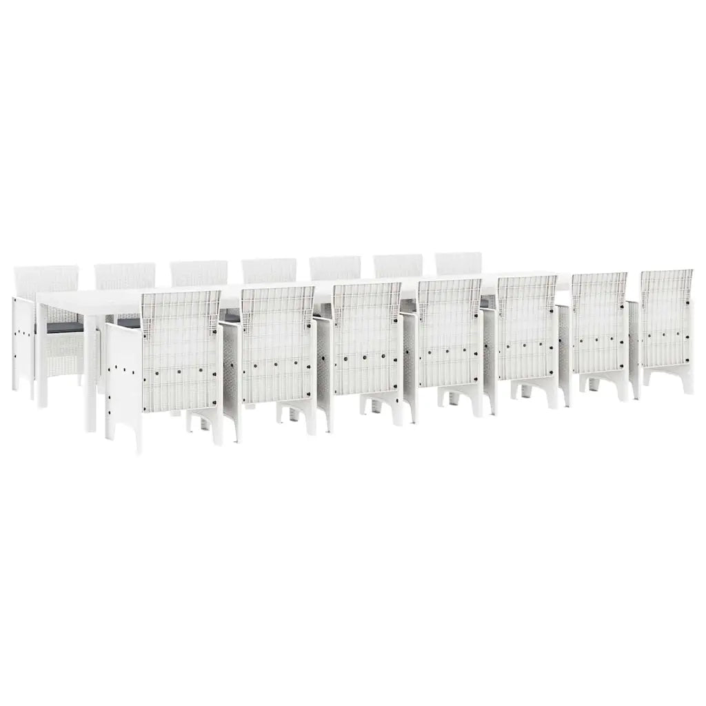 Set da pranzo da giardino con cuscini 15 pcs Bianco PP 3378805