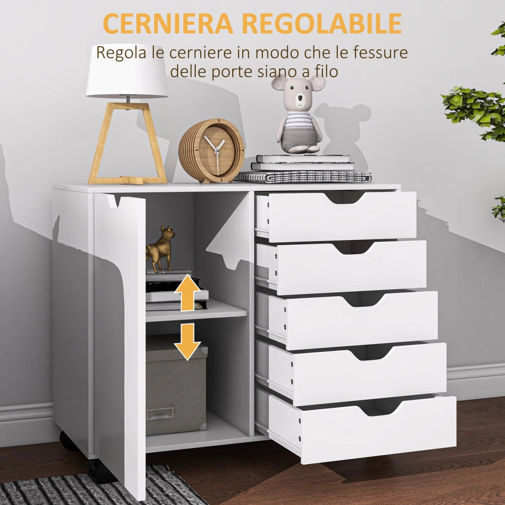 Cassettiera Laterale con Ripiano Regolabile ¨C zephmum ¨C Bianco 60x40x80