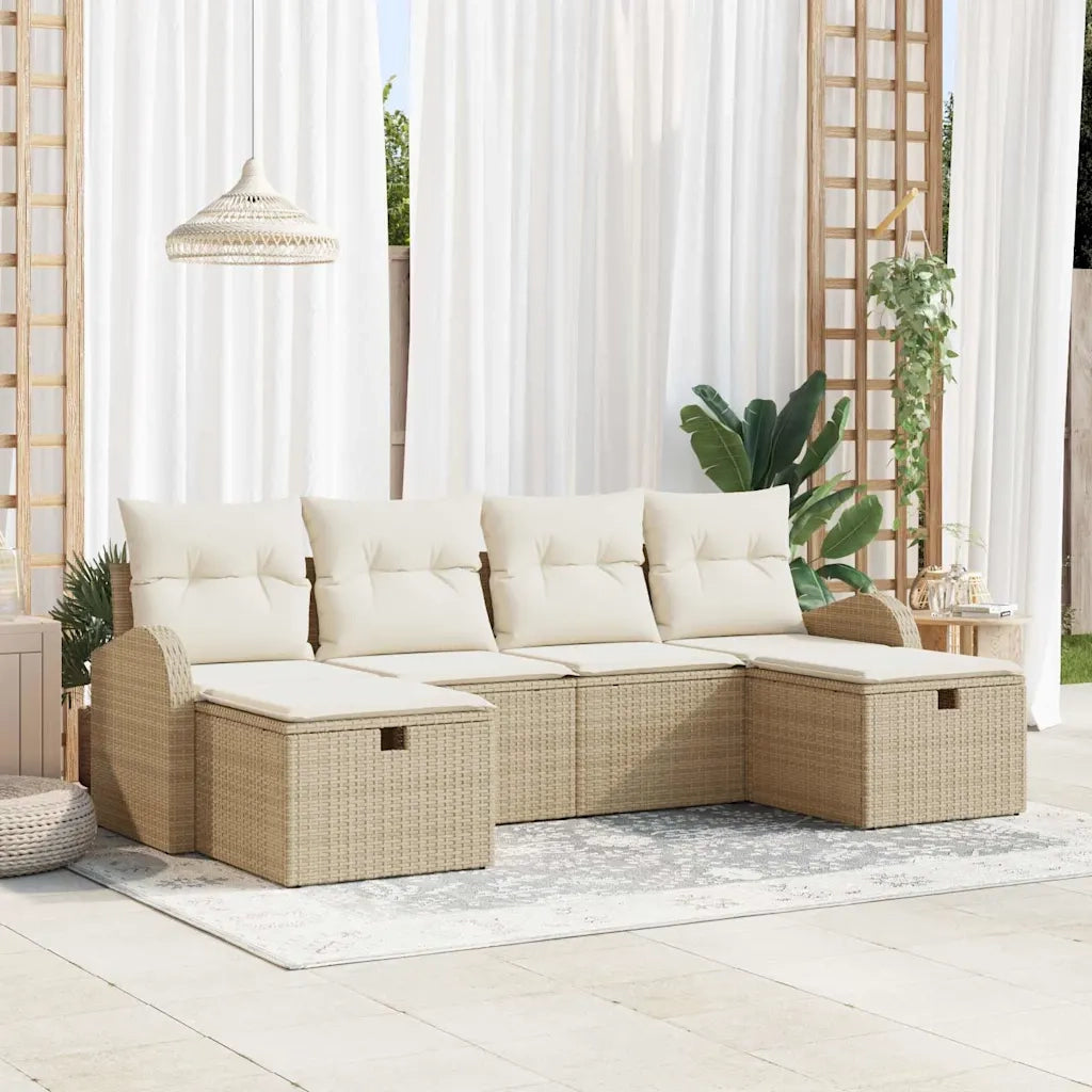 Set Divano da Giardino con cuscino 6 pcs Beige polyrattan 3360452