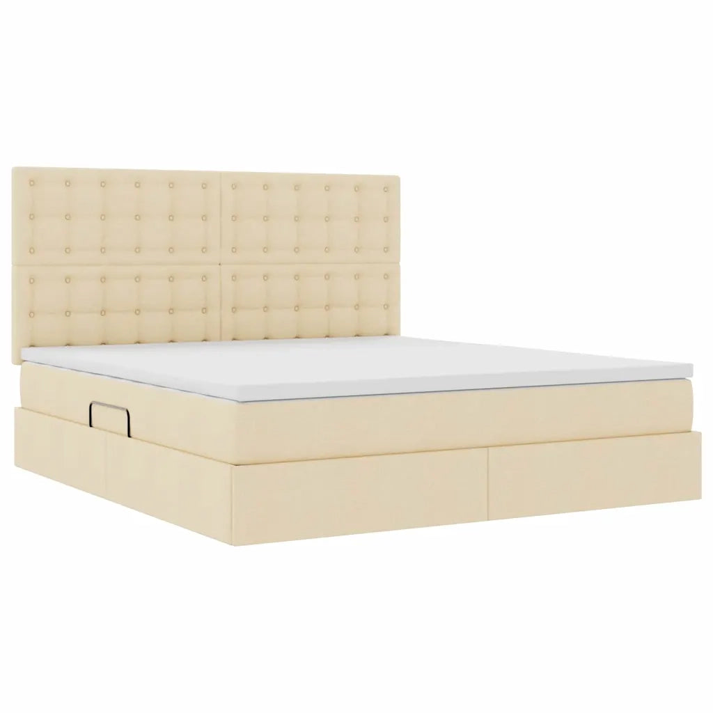 Letto con contenitore e materasso Crema 160 x 200 cm Poliestere