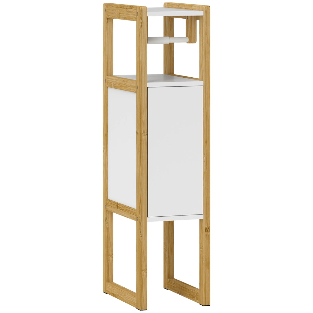Mobile Bagno Salvaspazio ¨C Xylo ¨C Bamb¨´ Bianco con Porta Carta Igienica 20x33x80cm