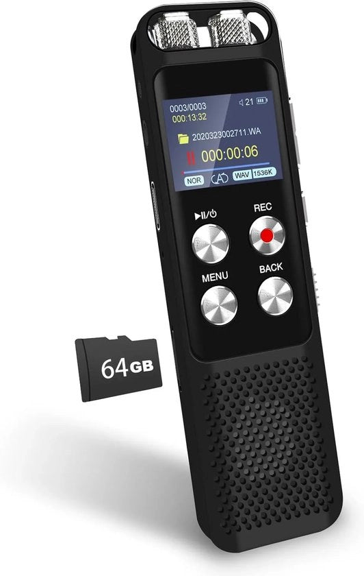 Registrazione Digitale da 72 GB - Registrazione a Voce Comando con Riproduzione - Apparecchio di Registrazione per Scuole e Riunioni - Registratore Portatile con Password e USB