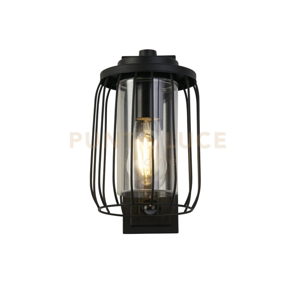 Lampada da parete Reed 1Lt con PIR, metallo nero e paralume in PC