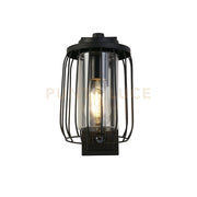 Lampada da parete Reed 1Lt con PIR, metallo nero e paralume in PC