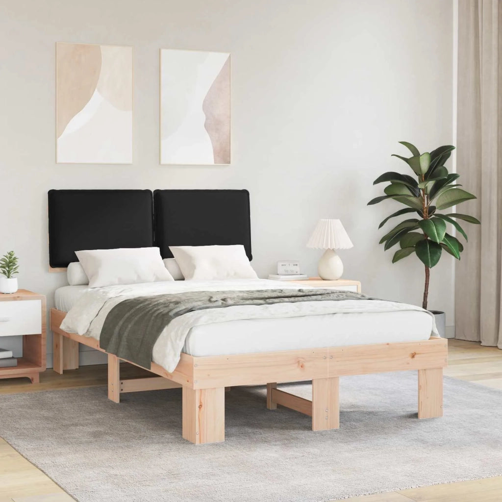 Letto con Testiera Rivestita-Struttura Letto con Testiera Nero 120 x 200 cm Pino massello 993484