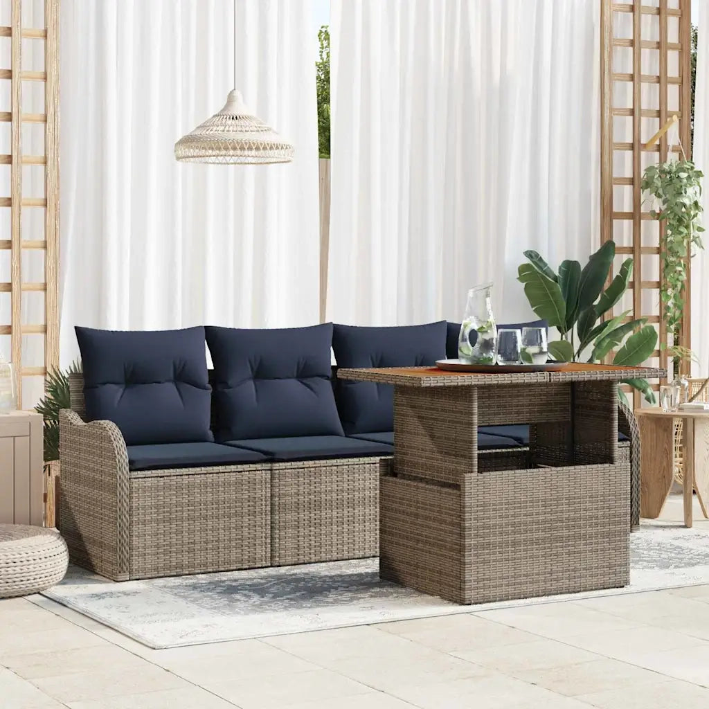 Set Divano da Giardino 5 pz grigio e blu navy 3349394