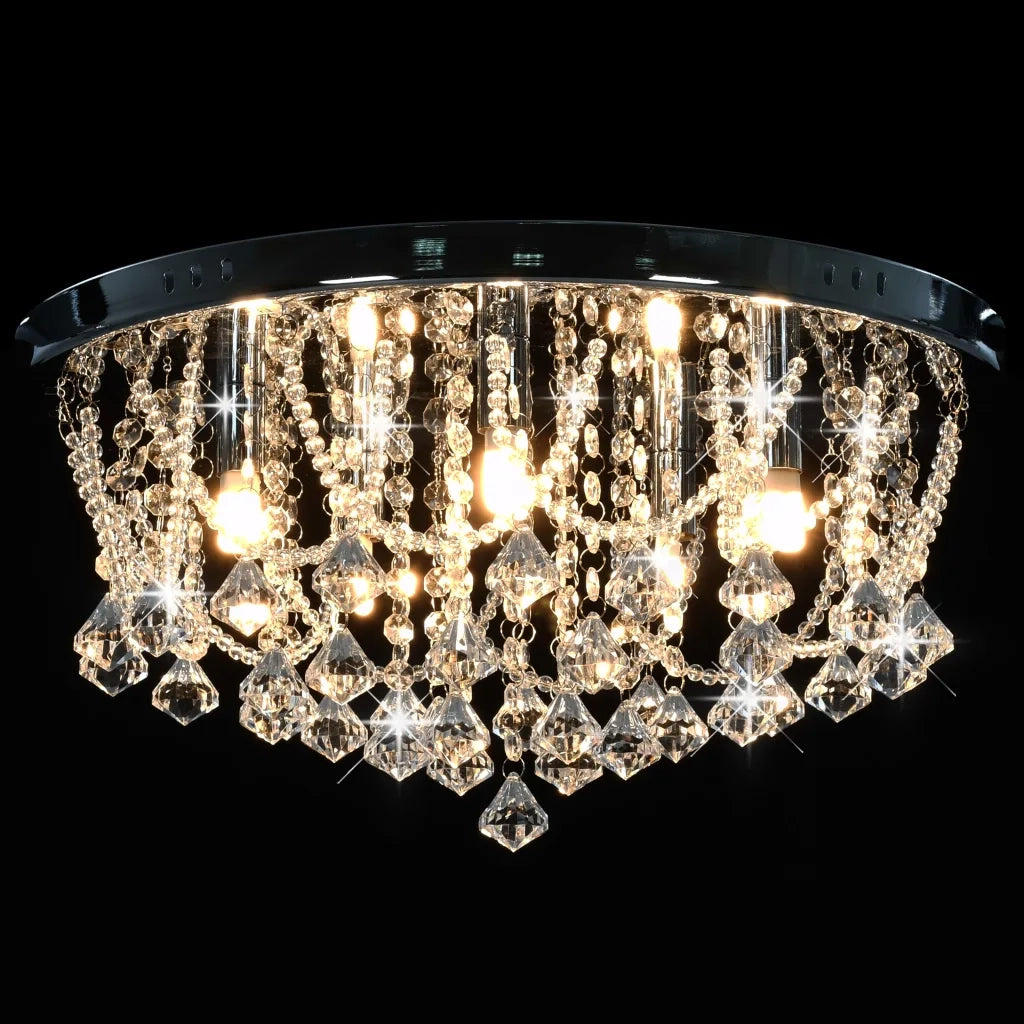 Lampadario Perle di Cristallo Argento Rotondo 4  Lampadine G9 281583
