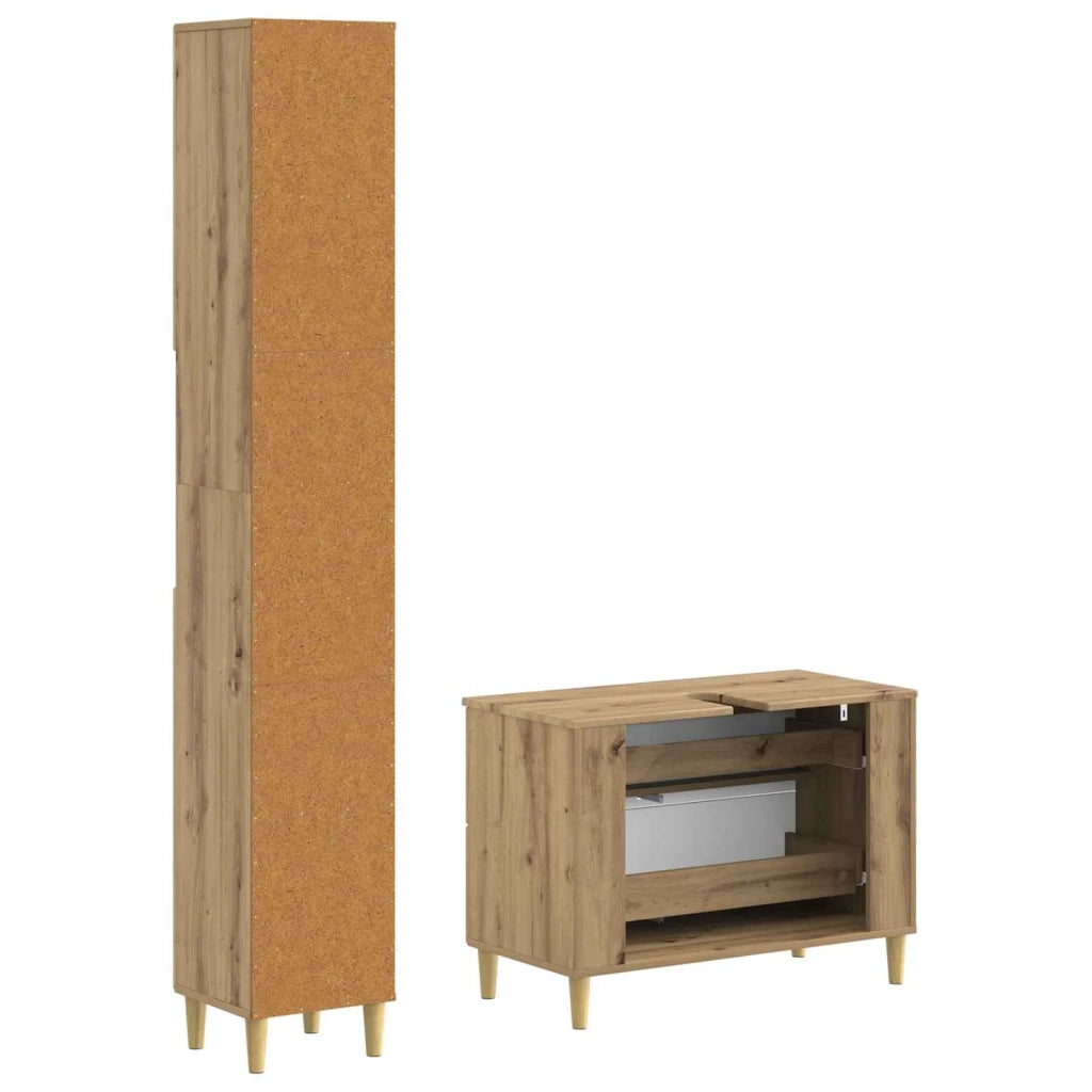 Set di Armadi da Bagno da 2 Pezzi DELFT Rovere Artigianale 3417548