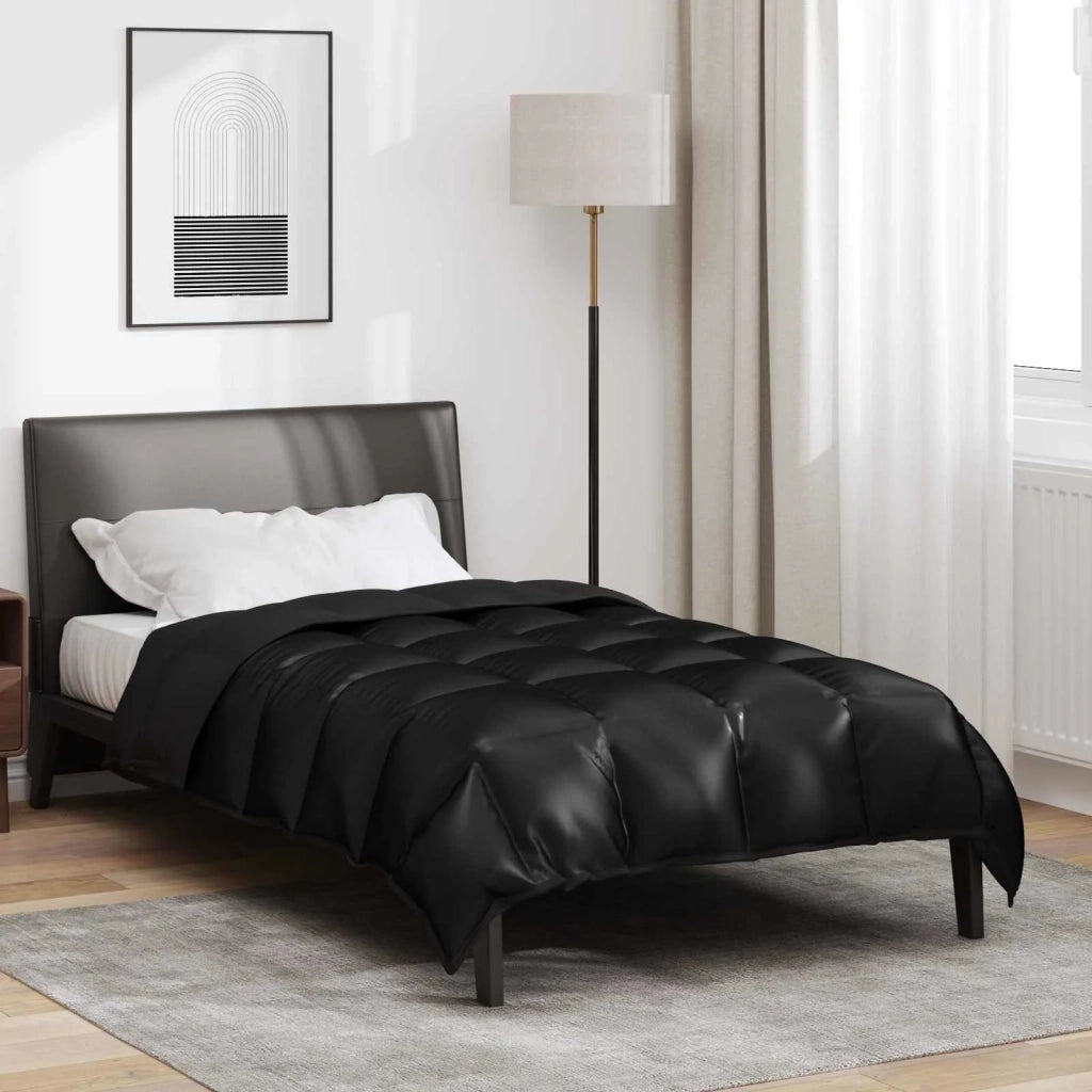 Piumone | Duvet Invernale Nero 140 x 200 cm Satin e Micropile