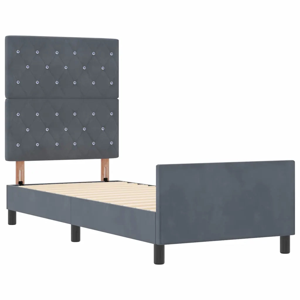 Letto a molle con testiera Grigio scuro 80 x 200 cm Velluto 3344838