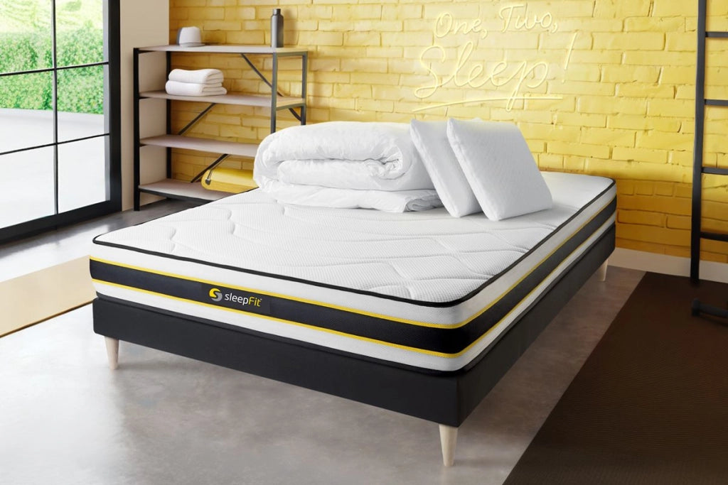 Pacchetto letto completo - Materasso 180x200cm + Box spring con doghe (kit) + 2 cuscini + Piumino - Flexy