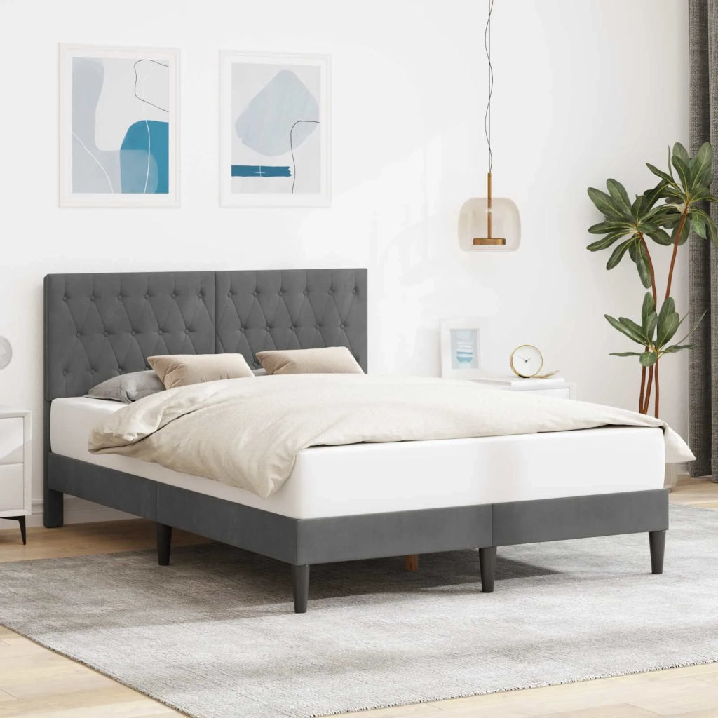 Struttura del letto-Giroletto Grigio Scuro 140 x 190 cm Velluto 752739