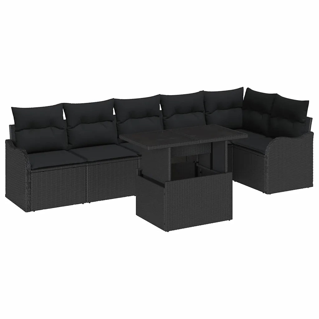 Set Divano da Giardino 7 pcs Nero Rattan in Polipropilene 3357216