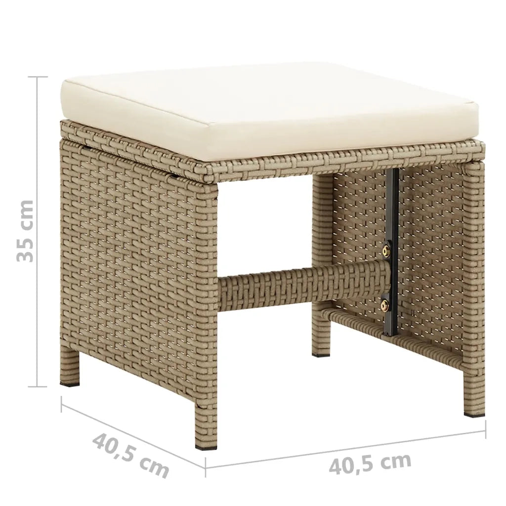 Sgabelli da Giardino 4 pz con Cuscini in Polyrattan Beige CFW1146592
