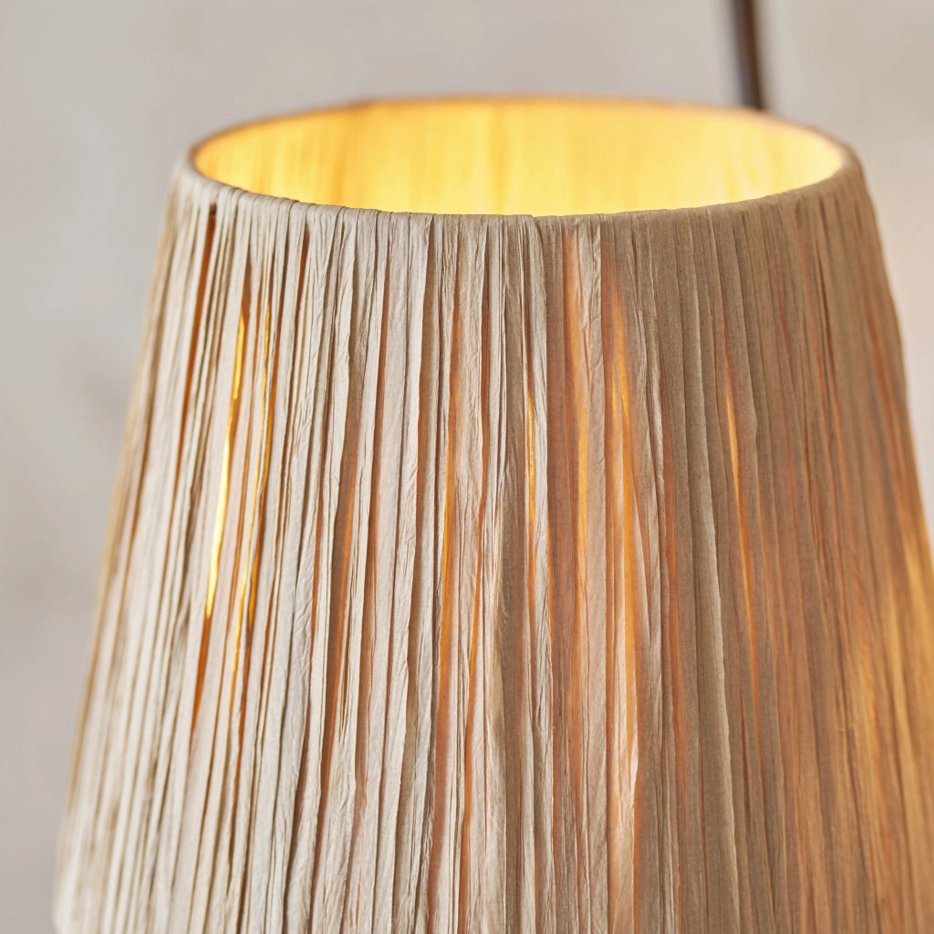 Lampada da terra boho nera opaca rafia, pedale 3xE14 Endon