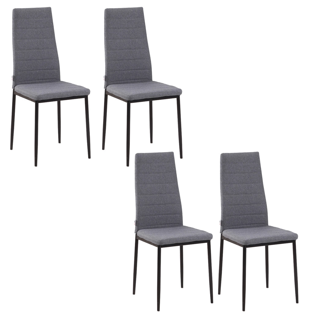 Set 4 Sedie Imbottite da Pranzo ¨C Xylo ¨C Tessuto Grigio Metallo Moderne per Sala Cucina Soggiorno