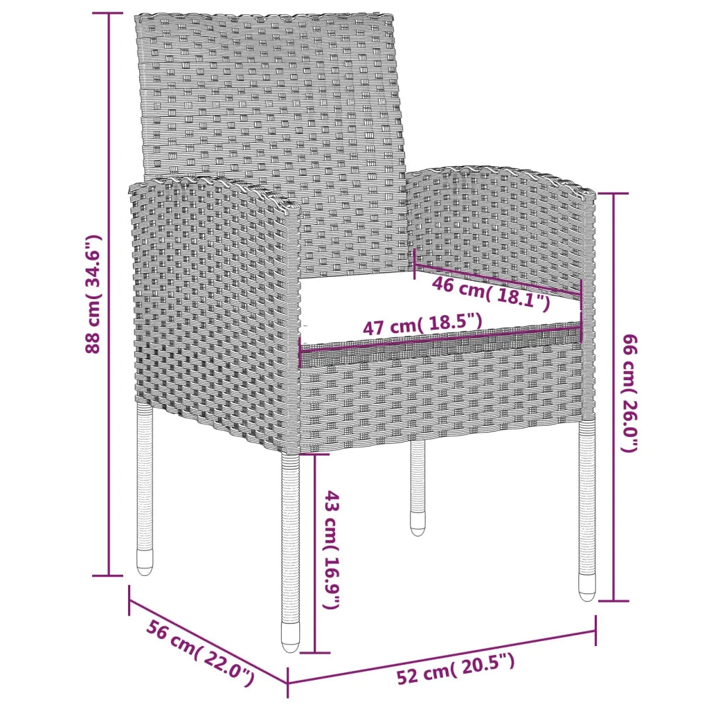 Set da Pranzo da Giardino 5 pz Nero 3099632