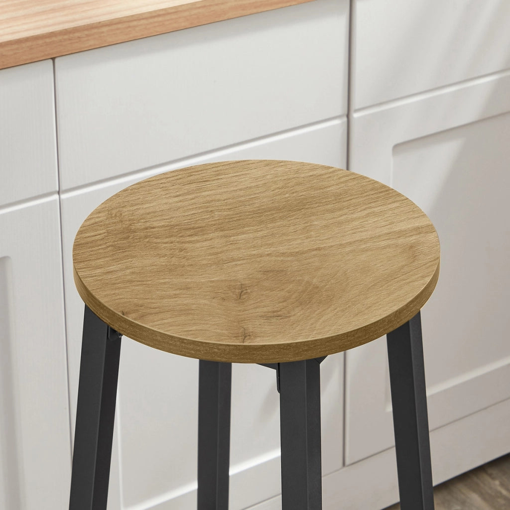 Sgabello bar Artisan in legno e acciaio nero