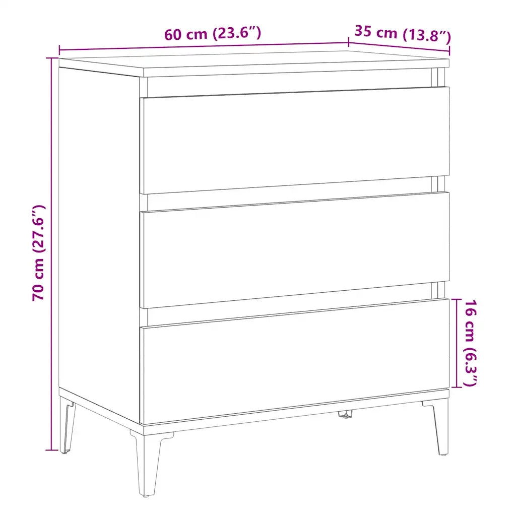 Credenza Legno Vecchio 60x35x70 cm in Legno Multistrato 856482
