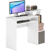 Scrivania per Computer con Ripiani e Cassetto ¨C Xylo ¨C Bianco Grigio