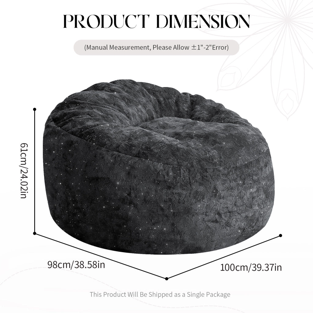 Poltrona bean bag con schienale alto curvo in flanella nera