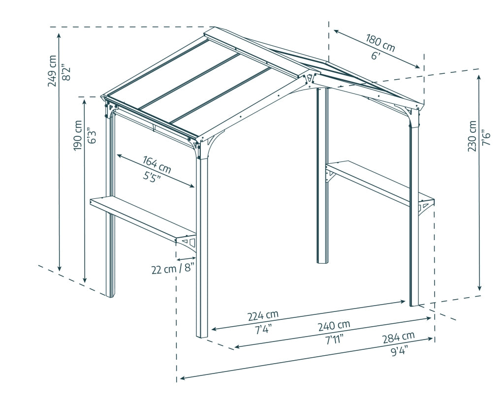 Canopia Austin Gazebo per Barbecue in Alluminio 1.8X2.4 m