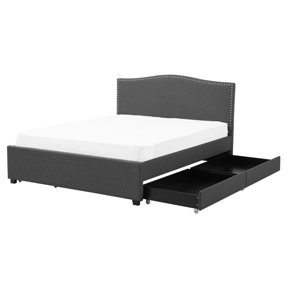 Struttura del letto Cassetto imbottito in poliestere grigio 160 x 200 cm Design tradizionale