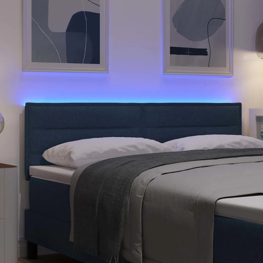 Testiera LED con strisce LED con testiera Blu 144 cm Tessuto 3337991