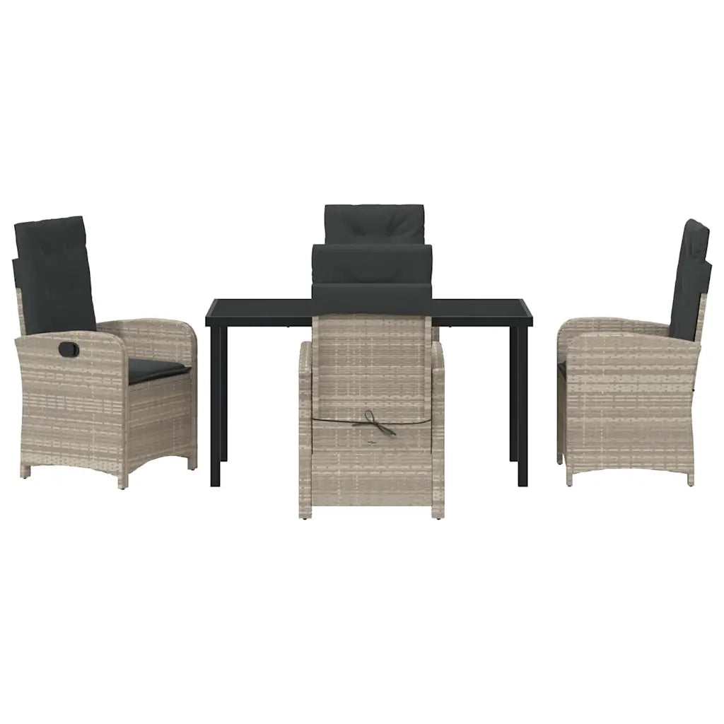 Set da Pranzo per Giardino 5 pcs Grigio chiaro polyrattan