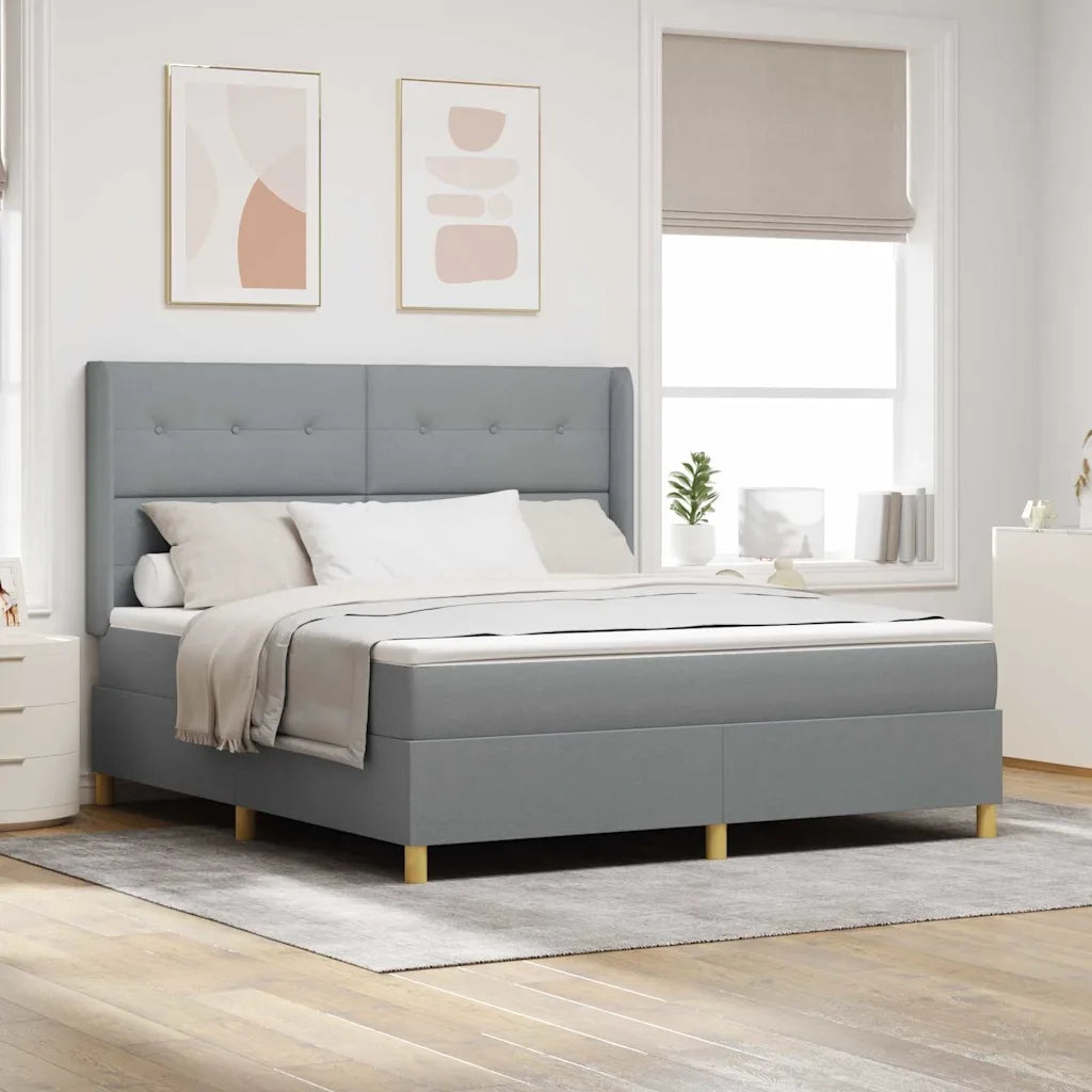 Letto a molle con materasso Grigio chiaro 180 x 200 cm Tessuto