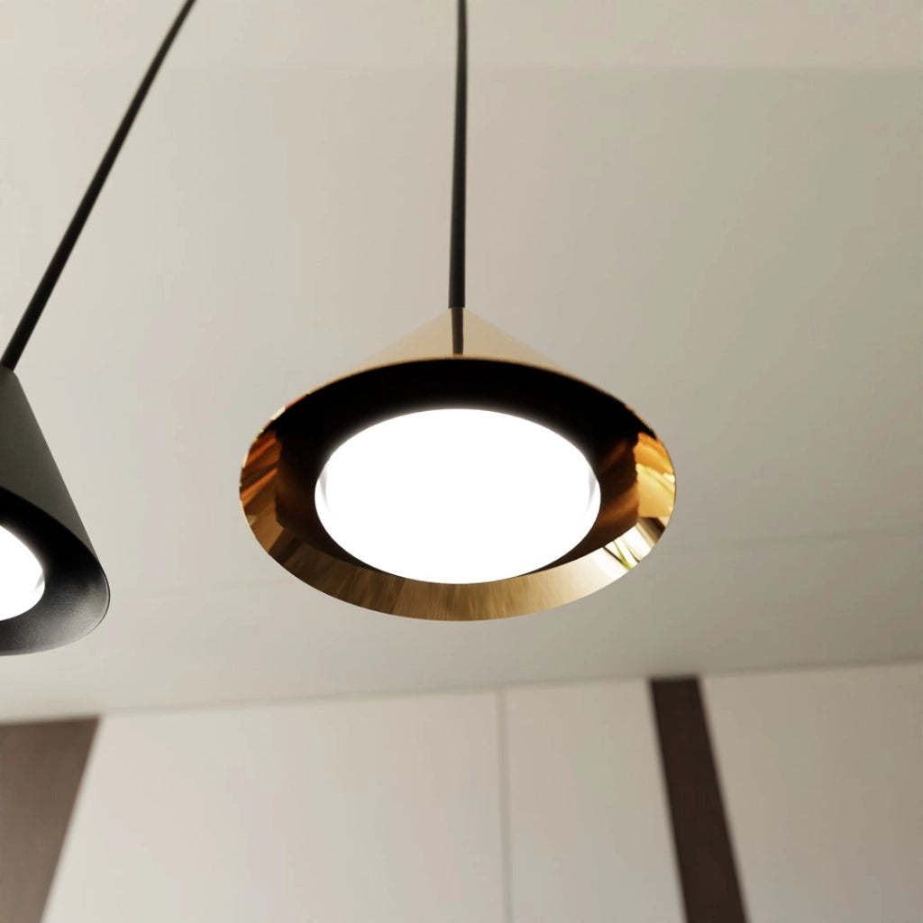 Lampada a sospensione Emibig ELIT barra nera oro 4xGX53