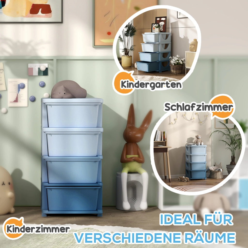 Contenitore per Bambini con 4 Cassetti ¨C Minimal ¨C Blu