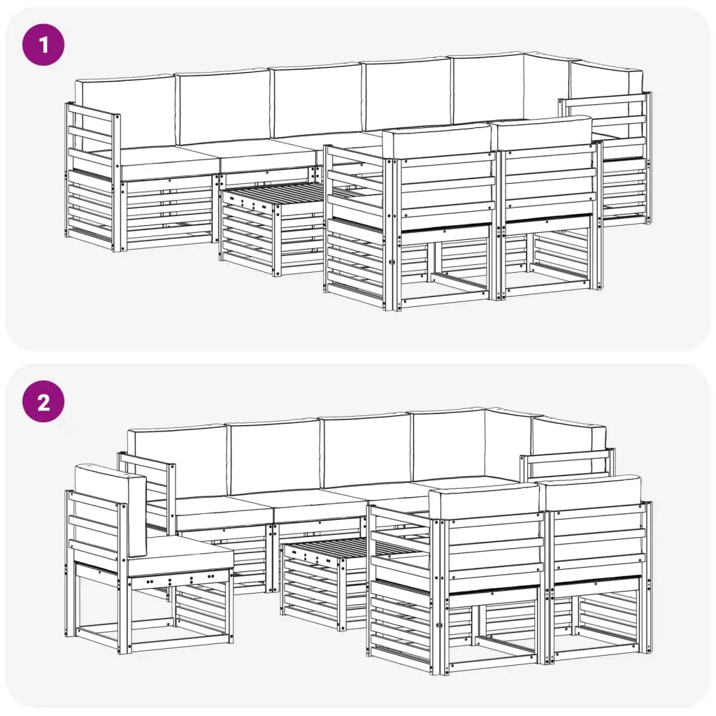 Set di divani da esterno 8 pcs Bianco e Antracite 3392057