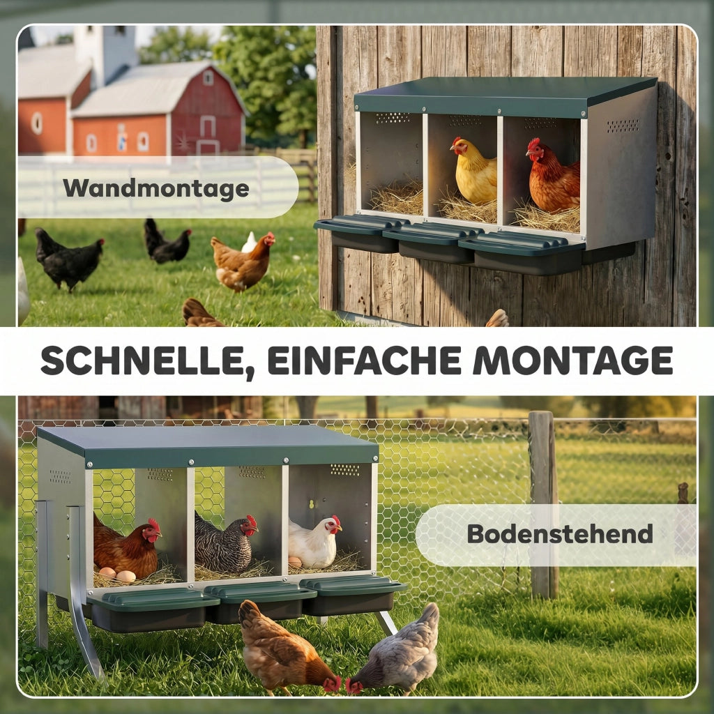 Nido per Galline con 3 Scomparti ¨C Xylo ¨C 84x55x61 cm Argento