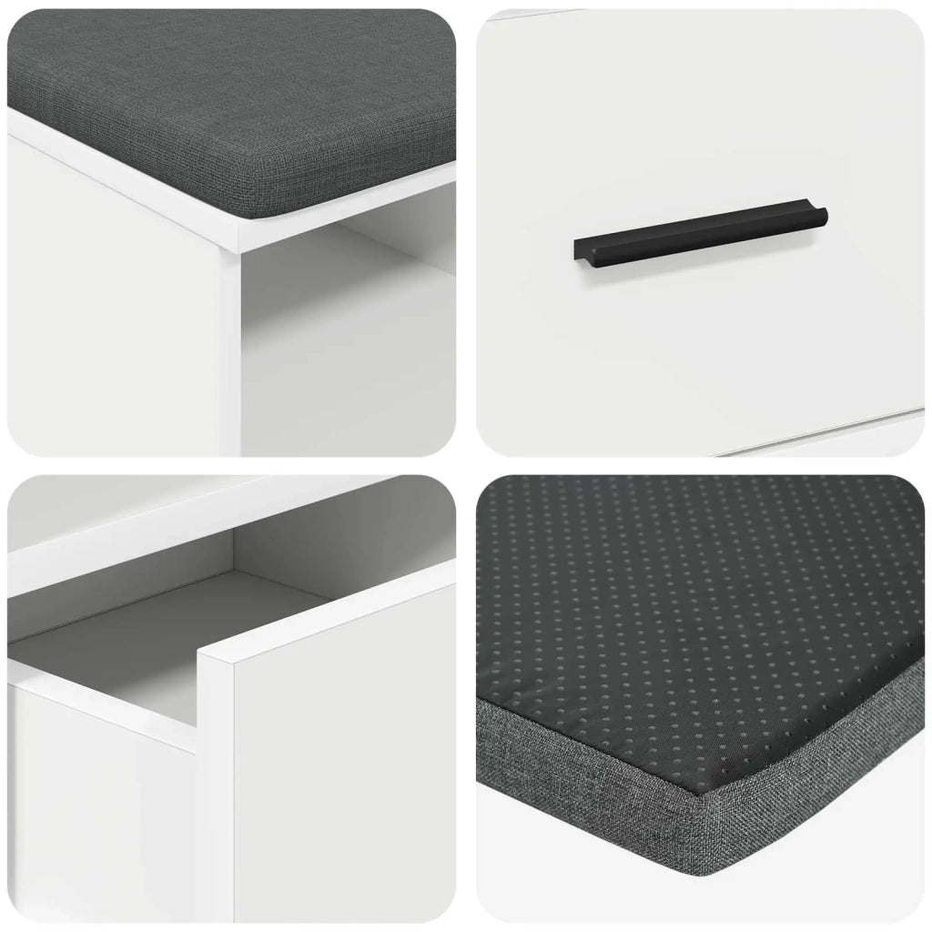 Panca per ingresso con cuscino Bianco 80 x 38 x 46 cm 891456