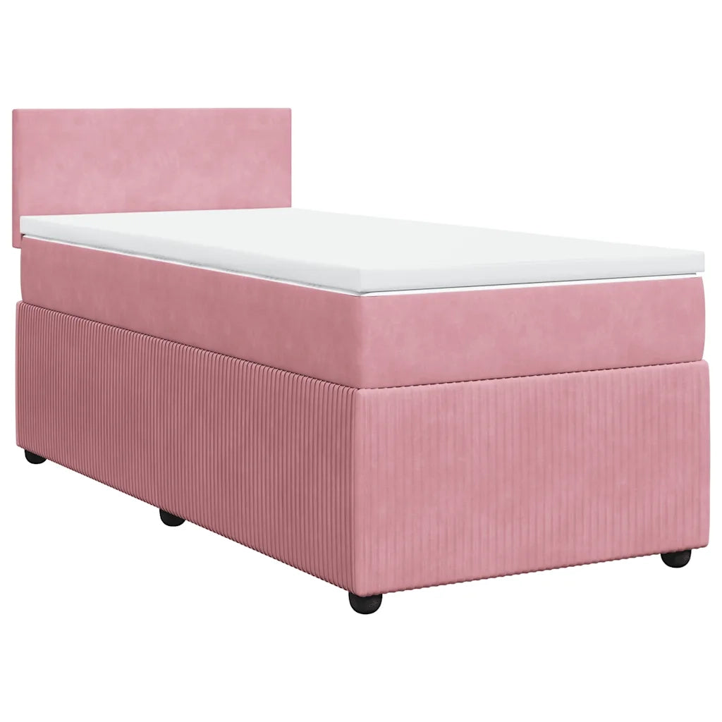Giroletto a Molle con Materasso Rosa 90x190 cm in Velluto