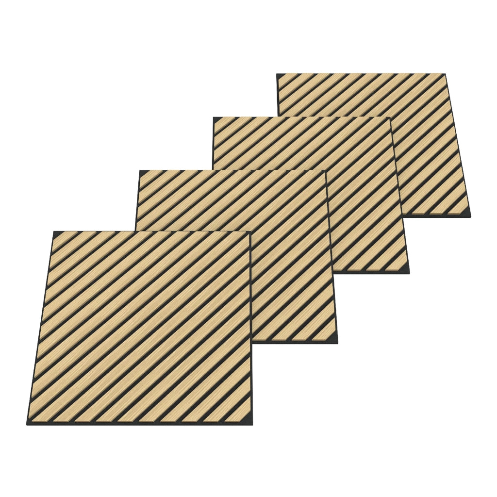 Confezione da 16 pannelli acustici con doghe diagonali 5,76 m² effetto rovere 03_0009587