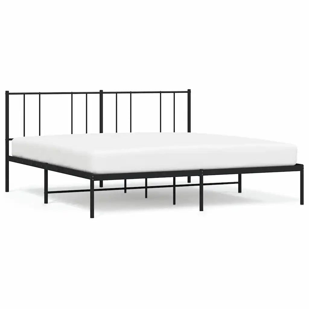 Letto matrimoniale | Letto per adulti | Giroletto con Testiera in Metallo Nero 183x213 cm
